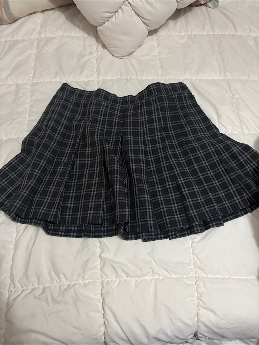 aerie Black and Gray Plaid Circle Skirt